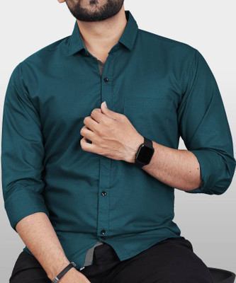 Voroxy Men Solid Casual Blue Shirt