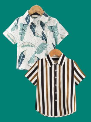 KILLER Boys Printed Casual Brown Shirt(Pack of 2)