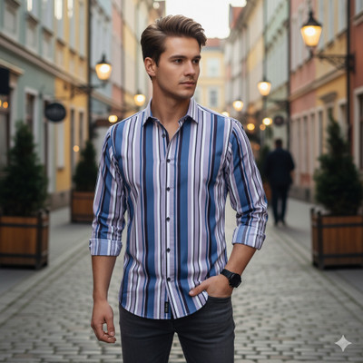TryTheTrend Men Striped Casual Multicolor Shirt