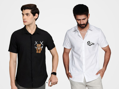 ASHIMA FAB TEX Men Printed Casual Multicolor Shirt(Pack of 2)
