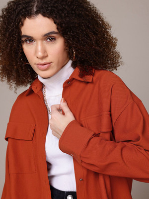 Roadster Women Self Design Casual Red Shirt