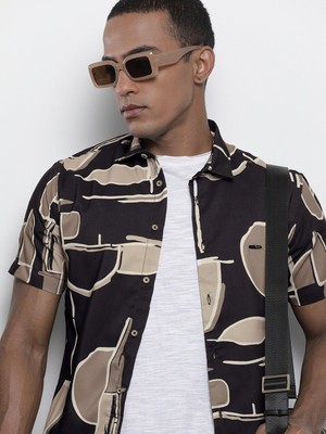 The Indian Garage Co. Men Printed Beach Wear Black Shirt