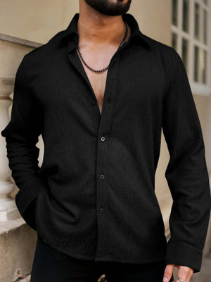 Marmic Fab Men Self Design Casual White Shirt