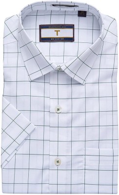 T the brand Men Checkered Casual White Shirt