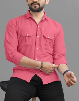 RAHUL LOOK Men Solid Casual Pink Shirt