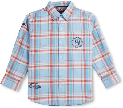 GINI & JONY Baby Boys Checkered Casual Blue Shirt