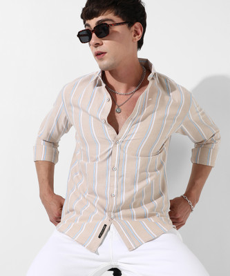 CAMPUS SUTRA Men Solid Casual Beige Shirt