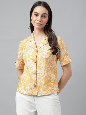 Hancock Women Printed Casual Yellow, White Shirt