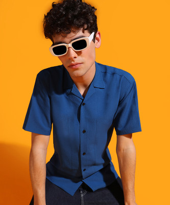 INDICLUB Men Printed Casual Dark Blue Shirt