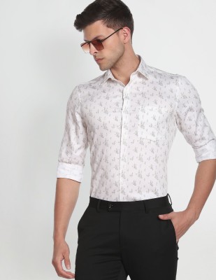 ARROW Men Printed Formal White, Black, Yellow Shirt