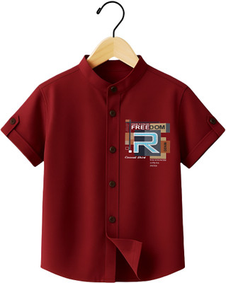 TycoonShop Boys Solid Casual Maroon Shirt
