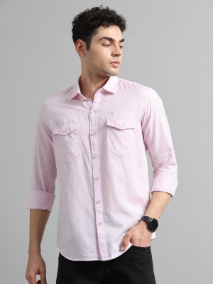 SORATIA Men Solid Casual Pink Shirt