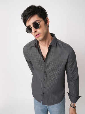 INDICLUB Men Solid Casual Grey Shirt
