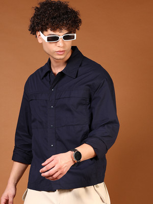 V-MART Men Solid Casual Blue Shirt