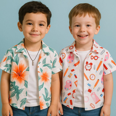 SHVFashion Boys Printed Casual Multicolor Shirt(Pack of 2)