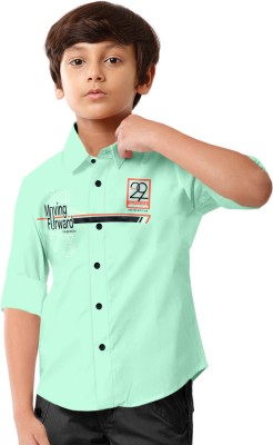 STUD APPARELS Boys Printed Casual Green Shirt