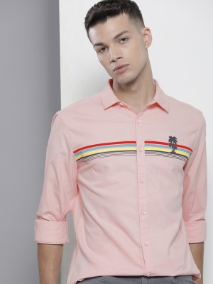 The Indian Garage Co. Men Striped Casual Pink Shirt