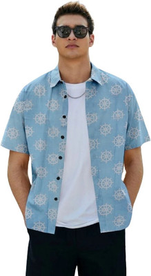 ISUEL Febb Men Solid Casual Light Blue, White Shirt