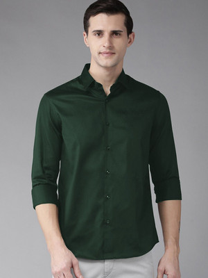 Lee Cross Men Solid Casual Green Shirt