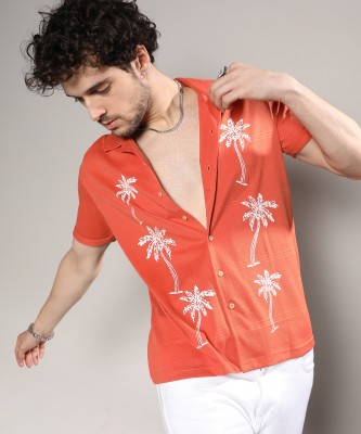 CAMPUS SUTRA Men Printed Casual Orange Shirt