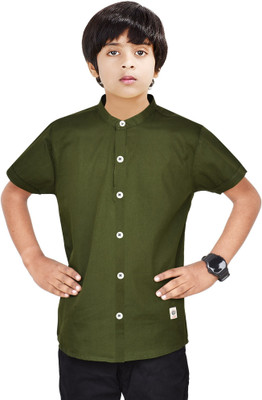 MADE IN THE SHADE Boys Solid Casual Dark Green Shirt