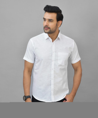 HUMAX Men Solid Casual White Shirt