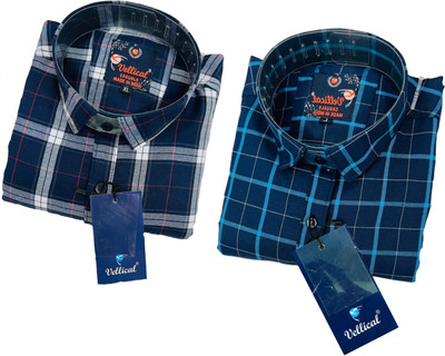Vellical Men Checkered Casual Multicolor Shirt(Pack of 2)