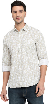 PARX Men Printed Casual Brown, White Shirt