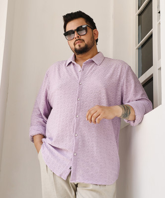 Instafab Plus Men Self Design Casual Purple Shirt