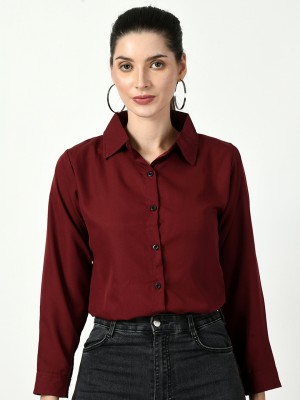 METRONAUT Women Solid Casual Maroon Shirt