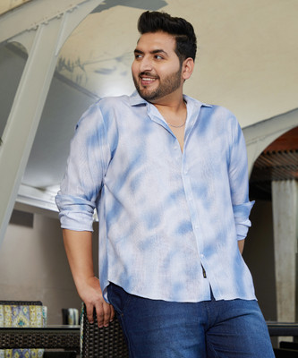 Instafab Plus Men Printed Casual Blue Shirt