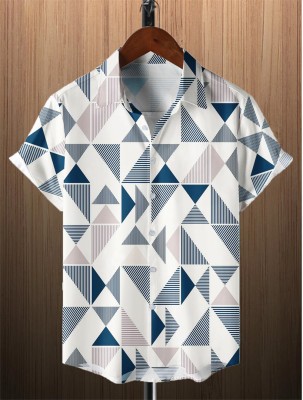 flying queen Men Printed Casual Blue Shirt