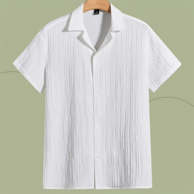 Looksky Men Striped Casual White Shirt