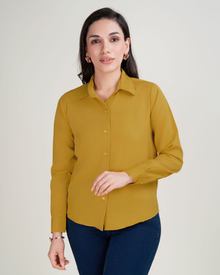 METRONAUT Women Solid Casual Yellow Shirt