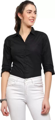 Satnam Sakshi Women Solid Casual Black Shirt