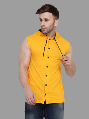 Lawful Casual Men Solid Casual Yellow Shirt