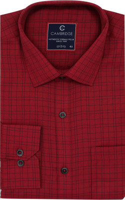 Cambridge Store Men Checkered Formal Red Shirt