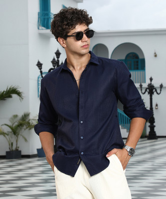CAMPUS SUTRA Men Geometric Print Casual Blue Shirt
