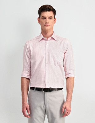 ARROW Men Self Design Formal Red Shirt