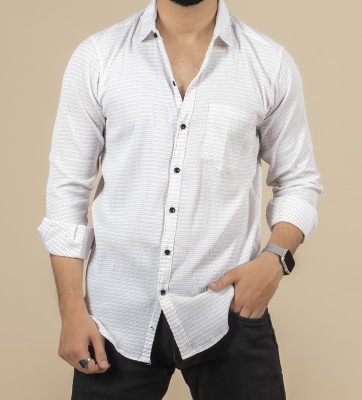 Sudan Men Self Design Casual White Shirt