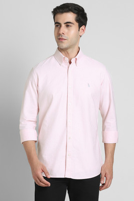Simon Carter London Men Striped Casual Pink, White Shirt