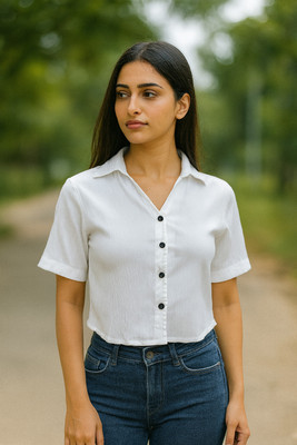 VEEROLI Women Solid Casual White Shirt