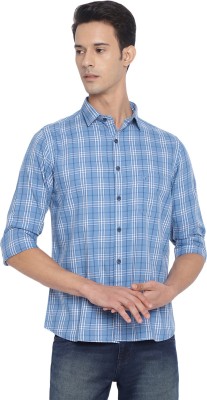 CANTABIL Men Checkered Casual Blue Shirt