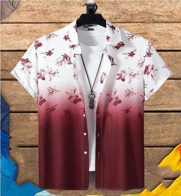 Radha Krishna Fashion Men Printed Casual Brown, White Shirt