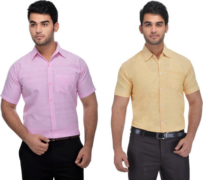 DESHBANDHU KHADI Men Solid Formal Multicolor Shirt(Pack of 2)