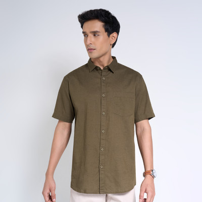 Peregrine by Pantaloons Men Solid Casual Green Shirt