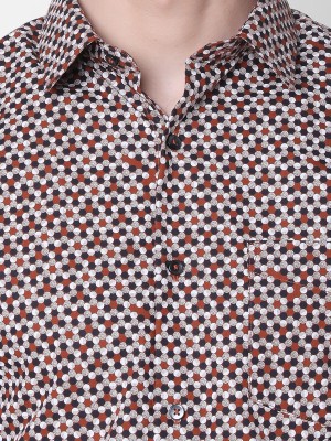 J. HAMPSTEAD Men Printed Formal Orange Shirt