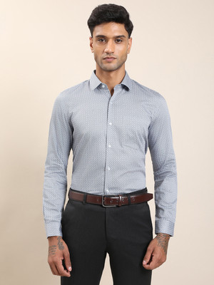 TURTLE Men Printed Formal Grey Shirt