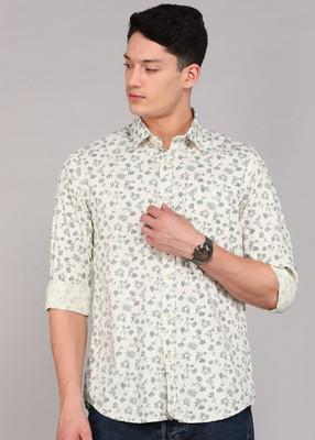 KILLER Men Printed Casual Beige Shirt
