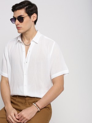 Showoff Men Self Design Casual White Shirt